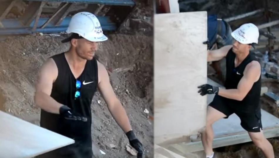 David Warner seen working on construction site after ball-tampering fallout